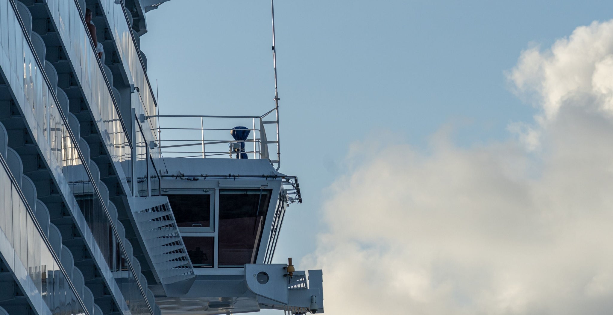 Ship bridge against a blue sky