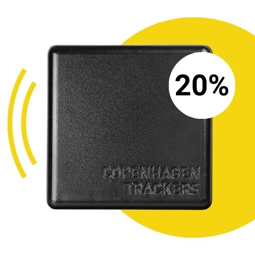 El rastreador GPS Cobblestone con un círculo blanco que muestra el 20%.