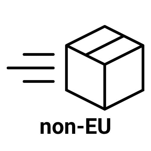 Icono de un recuadro con líneas de velocidad y "no UE" escrito debajo.