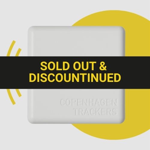 Cobblestone White GPS Tracker with a sign of being sold out & discontinued